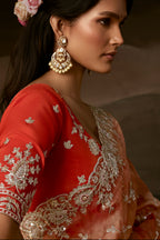Peach Organza Saree with Gotta Patti