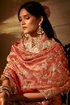 Peach Organza Saree with Gotta Patti