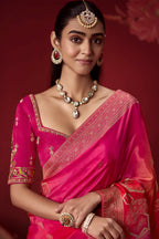Magenta Dola Crape Soft Silk Saree with Ombre Shades