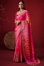 Magenta Dola Crape Soft Silk Saree with Ombre Shades