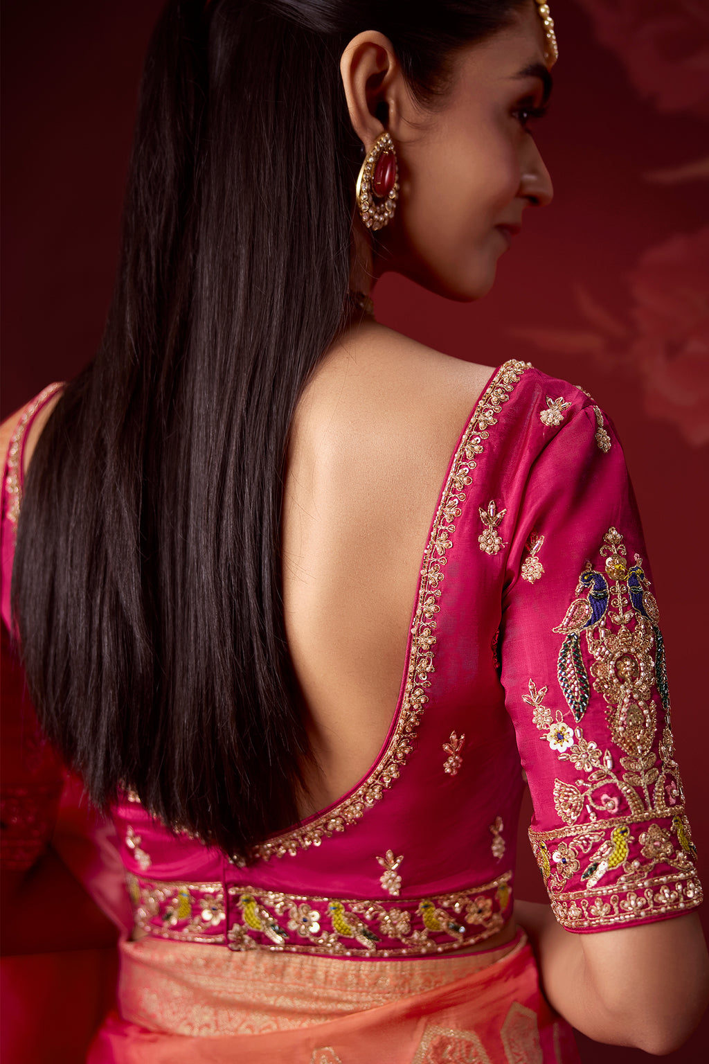 Magenta Dola Crape Soft Silk Saree with Ombre Shades