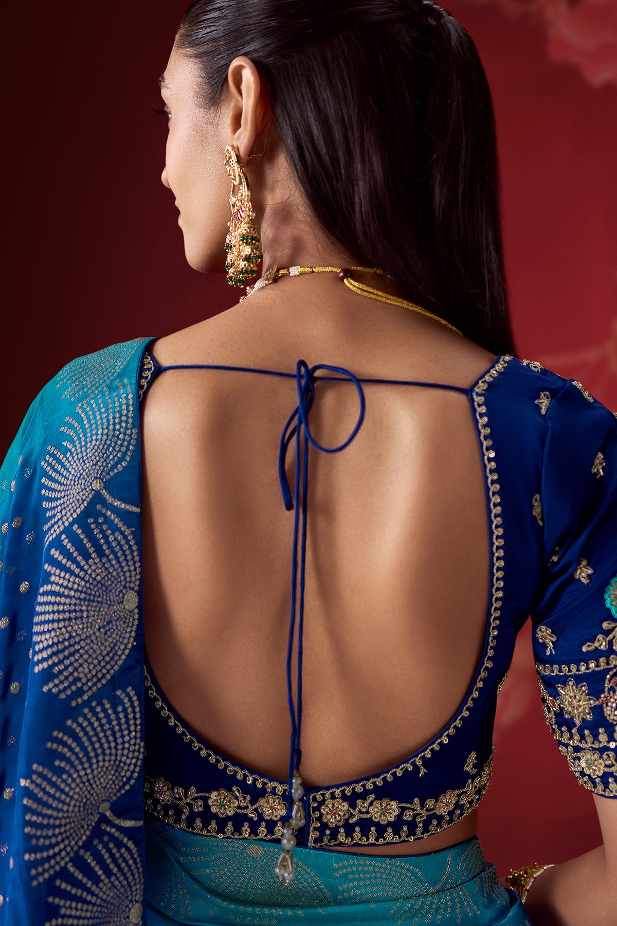 Blue Ombre Shade Dola Crape Soft Silk Woven Saree