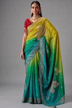 Multi Ombre Shaded Woven Dola Crape Soft Silk Saree
