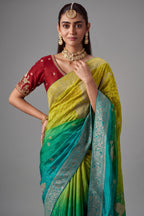 Multi Ombre Shaded Woven Dola Crape Soft Silk Saree