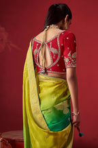 Multi Ombre Shaded Woven Dola Crape Soft Silk Saree