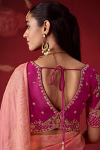 Pink Ombre Bandhej Dola Crape Soft Silk Saree