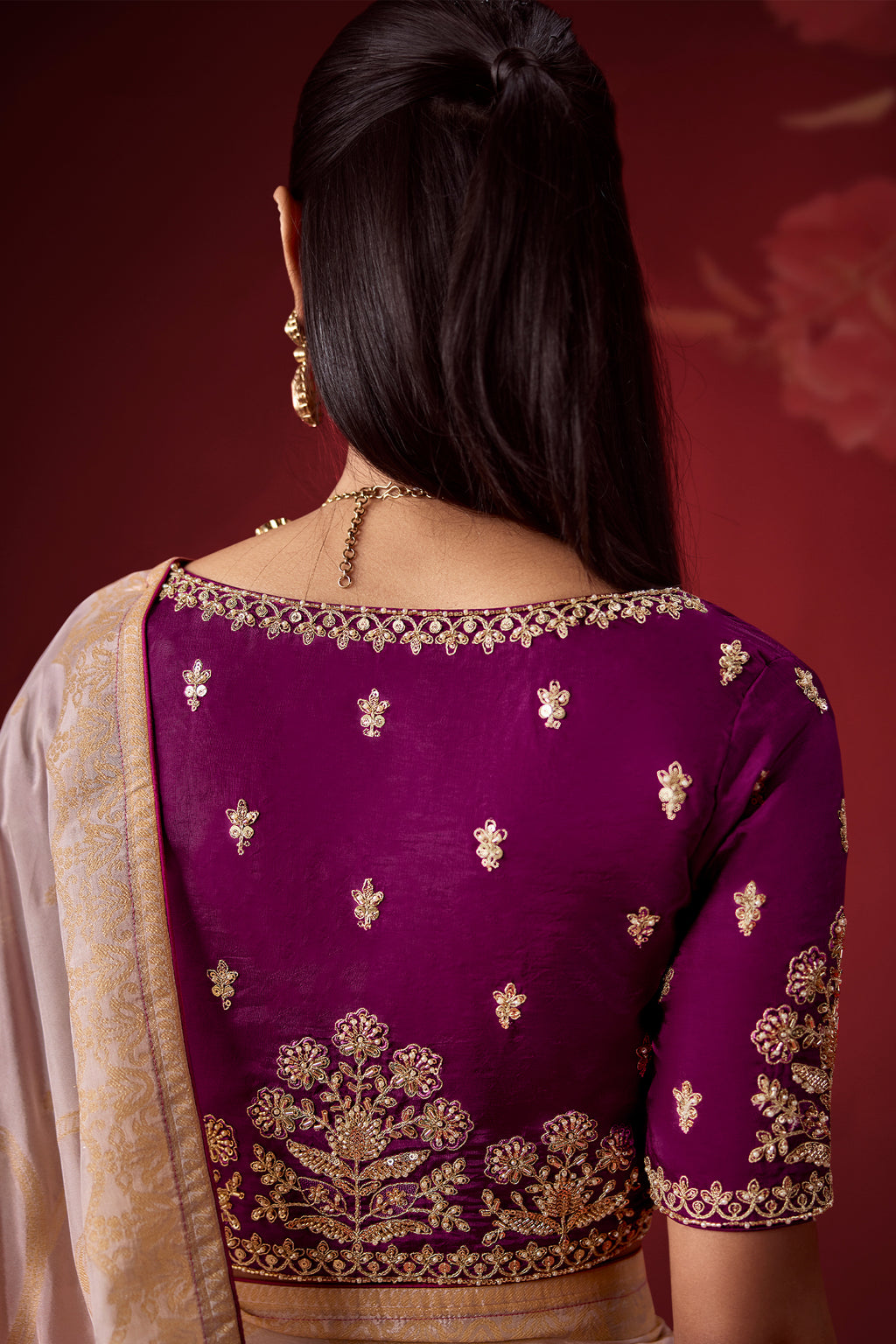 Purple Ombre Shaded Dola Crape Soft Silk Woven Saree