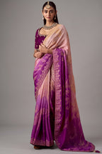 Purple Ombre Shaded Dola Crape Soft Silk Woven Saree