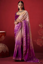 Purple Ombre Shaded Dola Crape Soft Silk Woven Saree