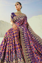 Purple Silk Traditional Woven Patola Saree with Embroidered Border