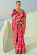Pink Silk Traditional Woven Saree with Beaded Border