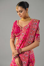 Pink Silk Traditional Woven Saree with Beaded Border