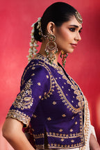 Off White Crepe Silk Beaded Cutdana Worked Saree with Corset Blouse
