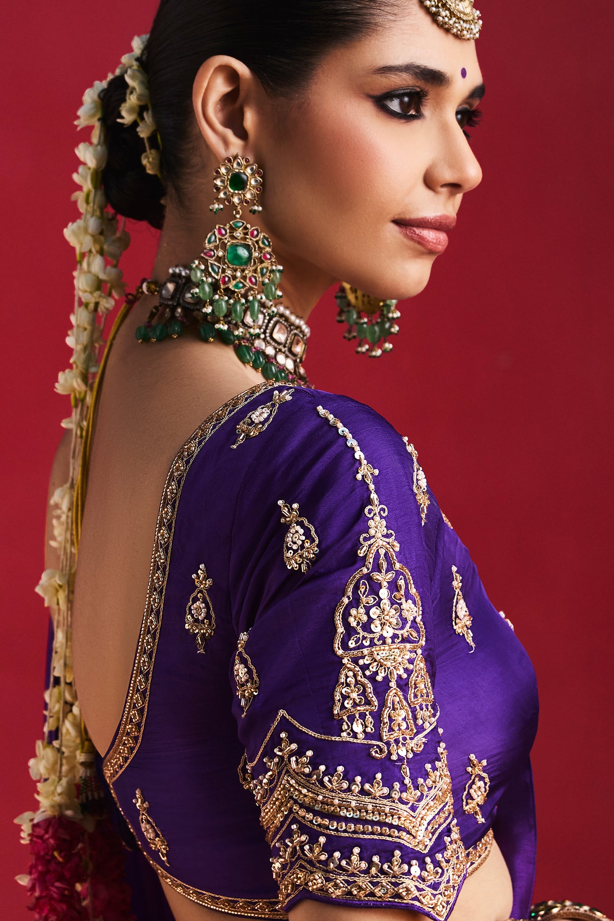 Purple Crepe Silk Saree with Cutdana and Sequin Work