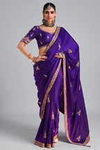 Purple Crepe Silk Saree with Cutdana and Sequin Work