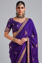 Purple Crepe Silk Saree with Cutdana and Sequin Work