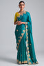 Rama Blue Crepe Silk Sequin Beaded Saree
