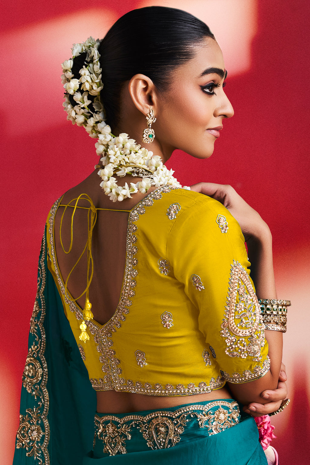 Rama Blue Crepe Silk Sequin Beaded Saree