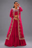 Georgette Crop Top and Flared Lehenga with Long Shrug - red georgette saree