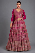Pink Georgette Sequinned Anarkali Suit