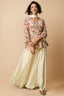 Cream Chinon Embroidered Peplum Palazzo Suit - red saree embroidered