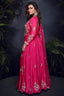Pink Chinon Thread Embroidered Bodice Anarkali Suit - red saree embroidered