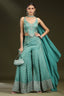 Sea Green Silk Embellished Crop Top Palazzo Set - green silk saree