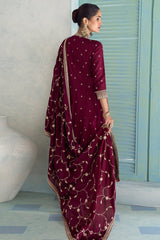 Wine Purple Art Silk Embroidered Anarkali Suit