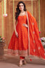 Orange Art Silk Sequin Embroidered Suit - red silk saree embroidered