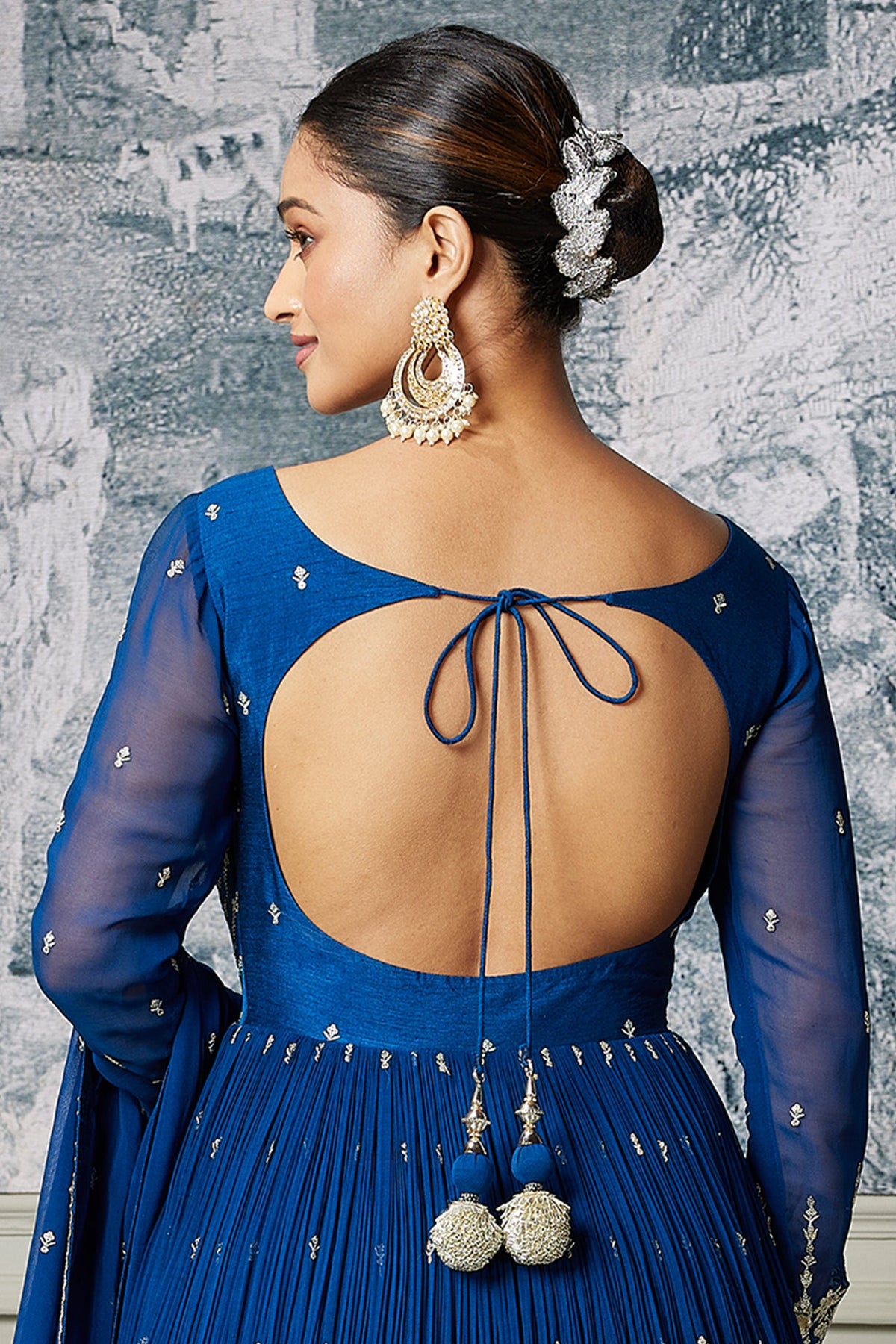 Blue Georgette Sequin Embroidered Anarkali Suit - red georgette saree embroidered