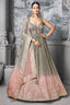 Grey and Pink Tissue Anarkali Suit with Sequinned and Beads Work - pink saree