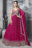 Pink Chinon Sequin Embroidered Anarkali Suit - red saree embroidered