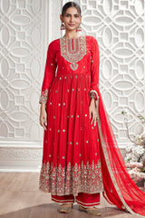 Red Chinon Handworked Suit