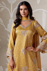 Golden Tissue Silk Sequinned Palazzo Suit