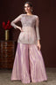 Lilac Tissue Sequin Embroidered Top and Palazzo Set - red saree embroidered