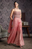 Peach Satin Georgette Silk Sequin Cutdana Crop Top Palazzo Set - peach silk saree
