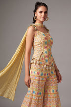 Light Yellow Georgette Embroidered Palazzo Suit - red georgette saree embroidered