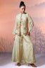 Cream Tissue Silk Sequin Beaded Worked Crop Top Palazzo Set - cream silk saree