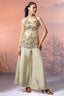 Cream Tissue Silk Sequins Cutdana Work Palazzo Suit - cream silk saree