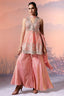Peach Tissue Silk Cutdana worked Palazzo Suit - peach silk saree
