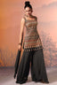 Black Modal Silk Ajrakh Printed Straight Cut Palazzo Suit - black silk saree