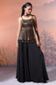 Black Modal Silk Ajrakh Printed Peplum Style Palazzo Suit - plum silk saree