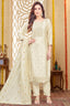 Cream Art Silk Sequins Embroidered Straight Cut Suit - red silk saree embroidered
