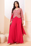 Pink Georgette Sequin Embroidered Palazzo Suit - red georgette saree embroidered