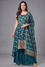Firozi Chinon Silk Floral Embroidered Palazzo Suit with Multi Color Intricate Embroidery