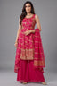 Rani Chinon Silk Palazzo Suit with Intricate Floral Embroidery and Shimmering Sequins