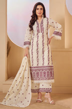 Styling and dupatta pairing with Off White Cotton Embroidered Straight Cut Suit