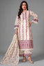 Off White Cotton Embroidered Straight Cut Suit front view fabric details