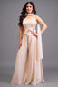Off White Art Silk Asymmetrical Palazzo Suit - Front View