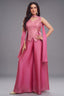 Light Pink Art Silk Asymmetrical Top and Palazzo Suit - Front View